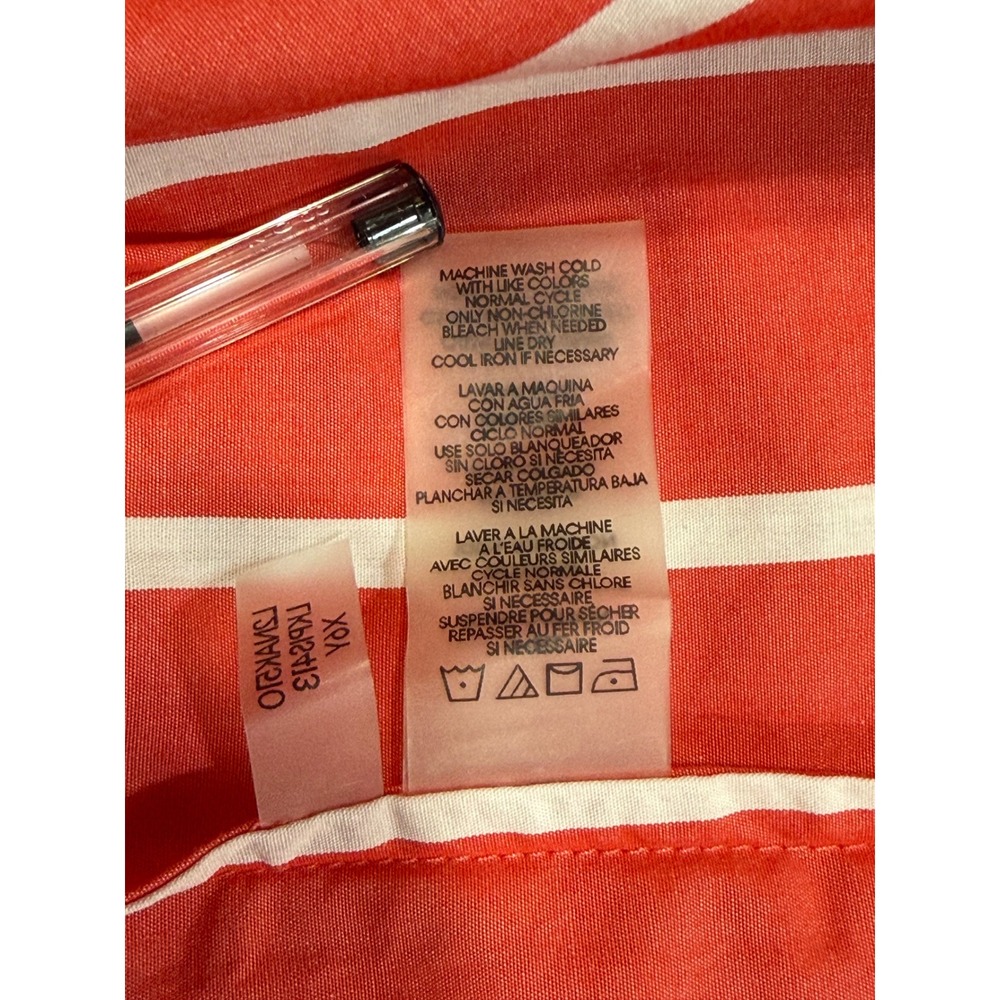 Karl Lagerfeld Paris Striped Tie Front Shirt Womens XS Coral Pink Nautical - Picture 4 of 9